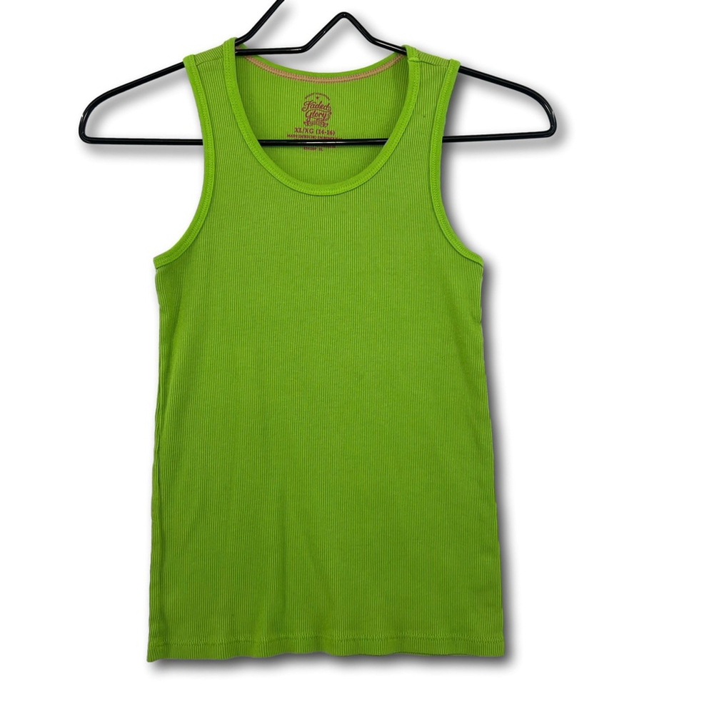 Faded Glory Kids Sleeveless Tank Top Size XL 14-16 Green Lime Summer Pop Basic